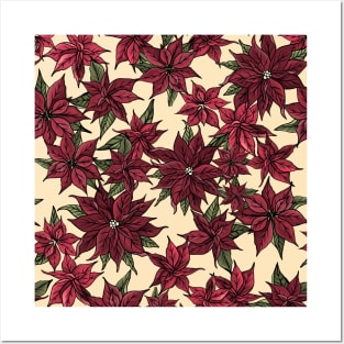 Poinsettia Pattern Posters and Art